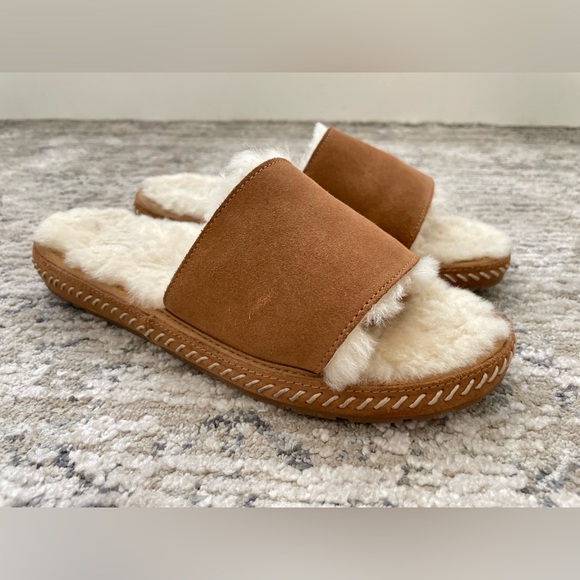 LL Bean Wicked Good One Band Slide Slipper Size 10 Shearling Lined Sandals - Picture 1 of 9